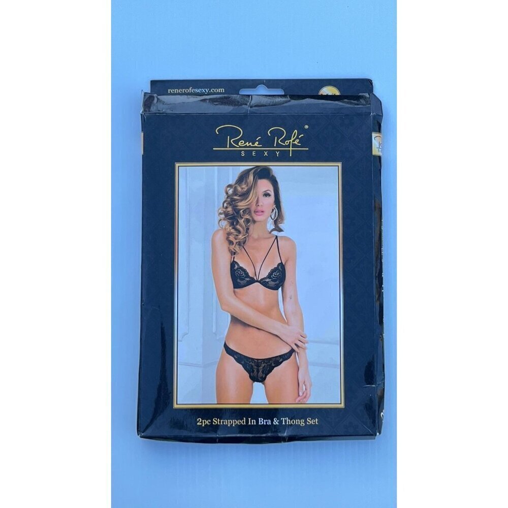 Rene Rofe 2pc Strapped In Bra & Thong Set Size M/L - Picture 9 of 13